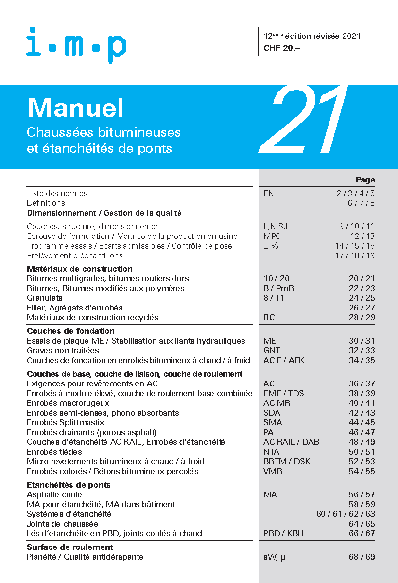 Chaussées bitumineuses et étanchéités de ponts